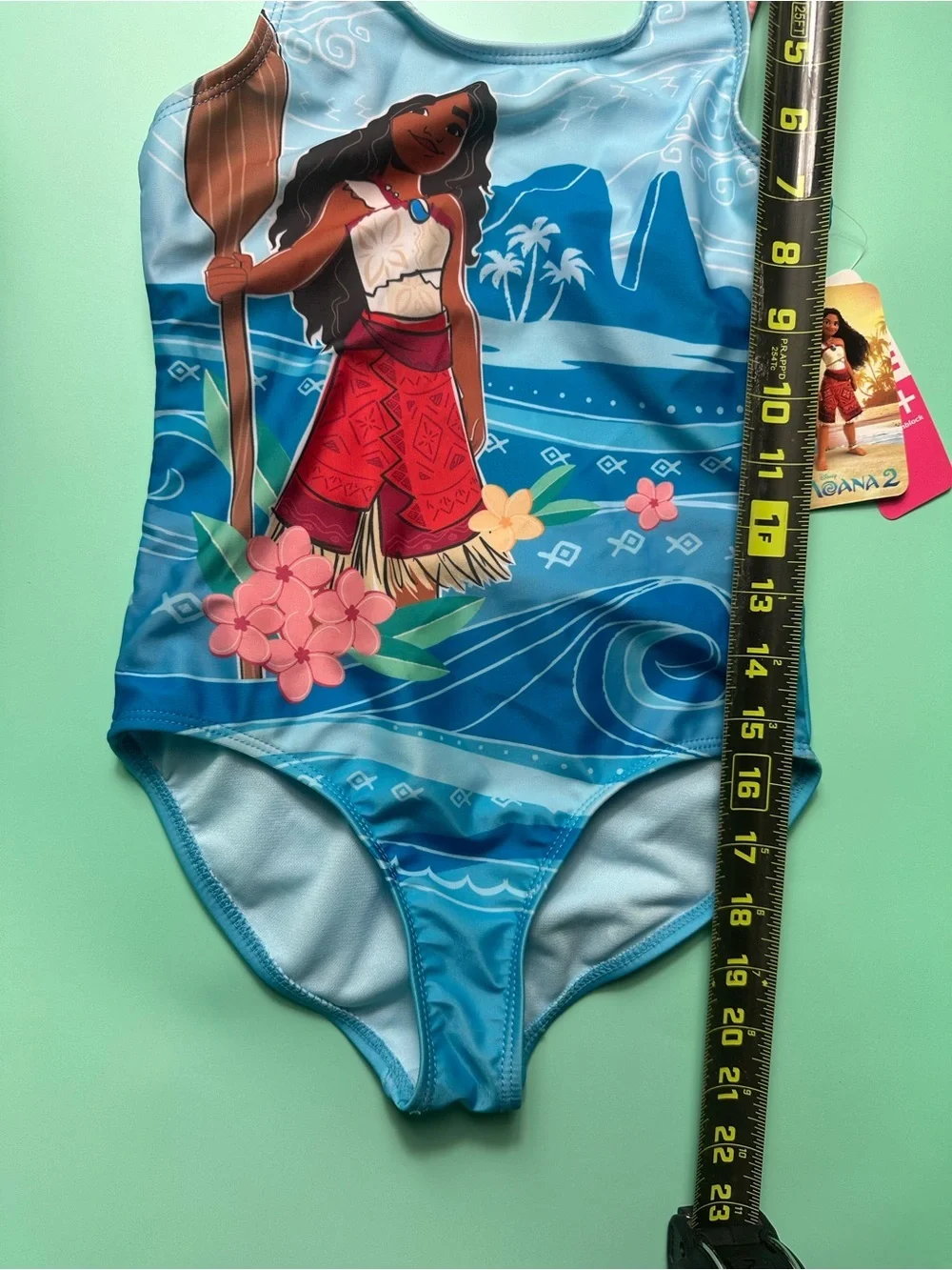 Disney Girls' Blue Swimsuit with Pink Accents and Character Print